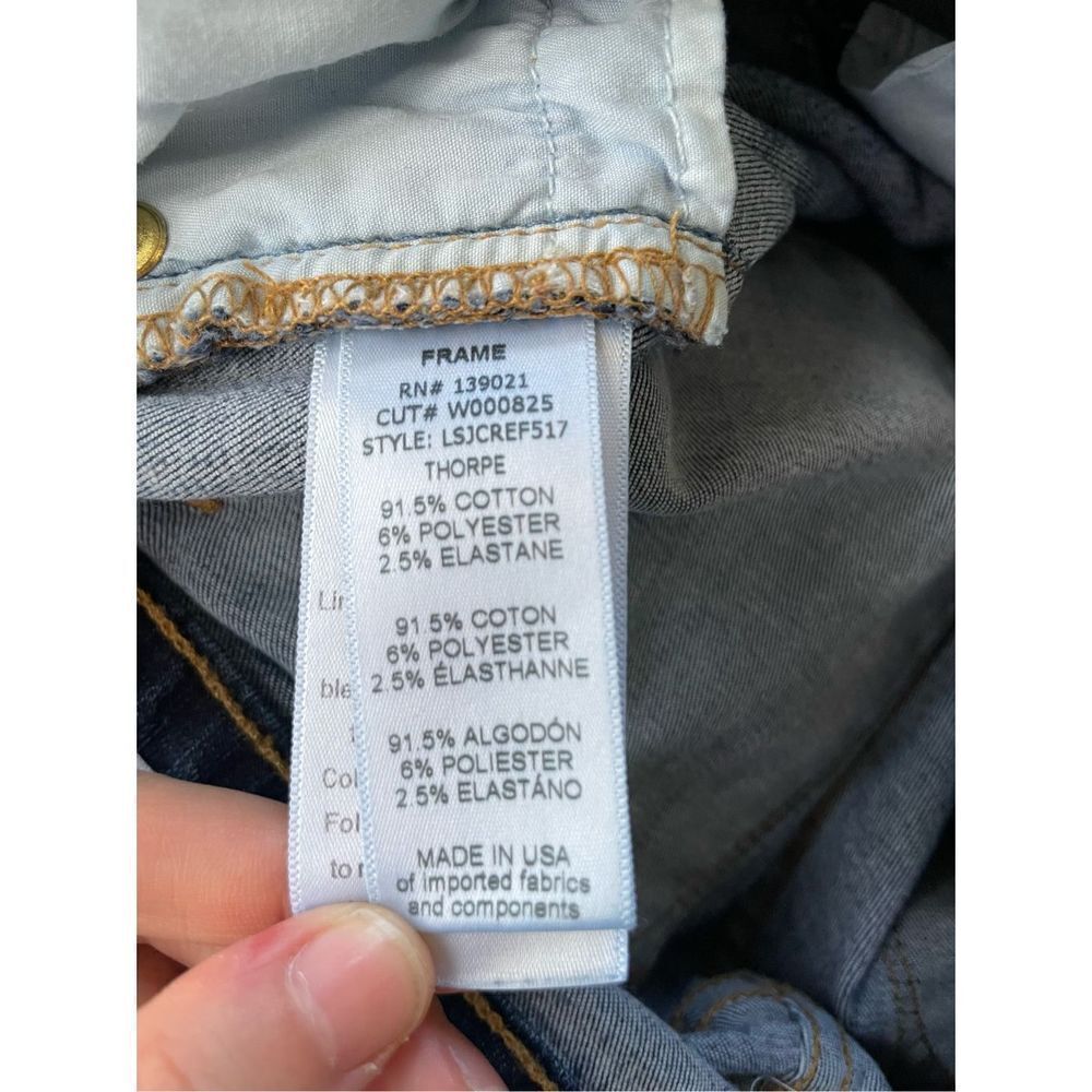Frame Denim Le Skinny de Jeanne Crop Raw-Edge Jean Busted Knee Faded Thorpe Sz 2 - Picture 11 of 12